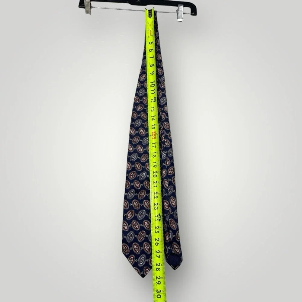Vintage Christian Dior‎ Monsieur Tie Designer Blue Red Silk Necktie
